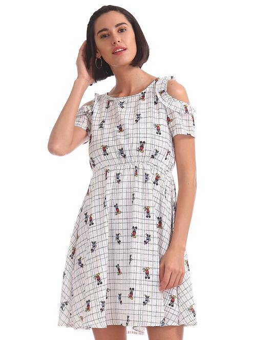 cold shoulder printed a-line dress - 17580385 - Very Small Image - 1