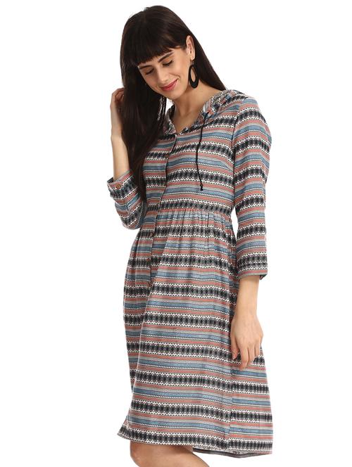 hooded neck a-line dress - 17580486 - Very Small Image - 1