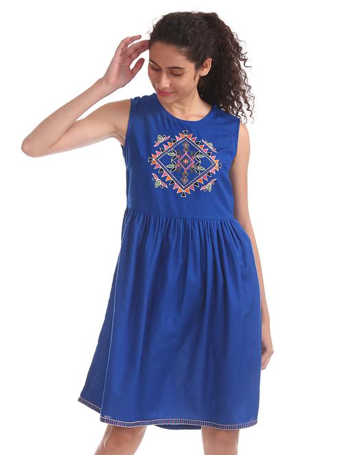 embroidered a-line dress - 17580717 - Very Small Image - 1
