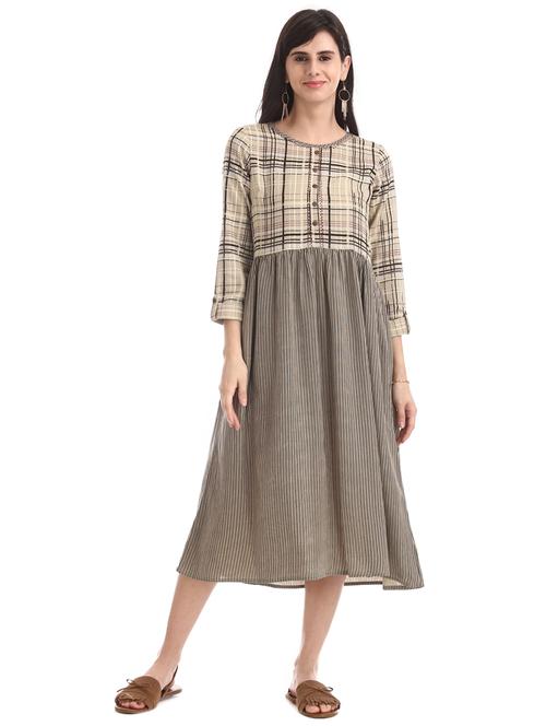 round neck printed a-line dress - 17580742 - Very Small Image - 1