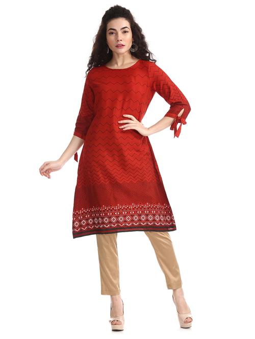 chevron straight kurta - 17580775 - Very Small Image - 1