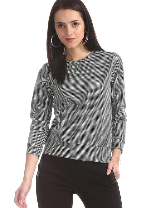 round neck houndstooth sweatshirt - 17580951 - Very Small Image - 1
