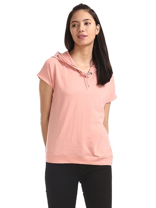 hooded neck solid tee - 17580970 - Very Small Image - 1