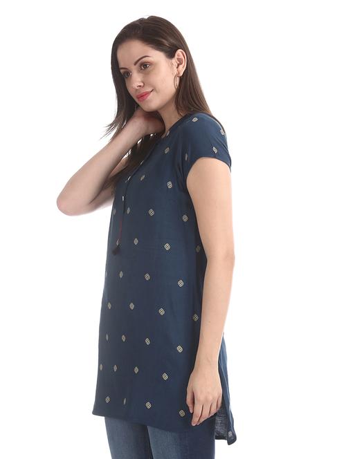 round neck high-low tunic - 17581014 - Very Small Image - 1