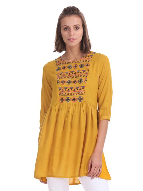 embroidered detail flared tunic - 17581123 - Very Small Image - 1