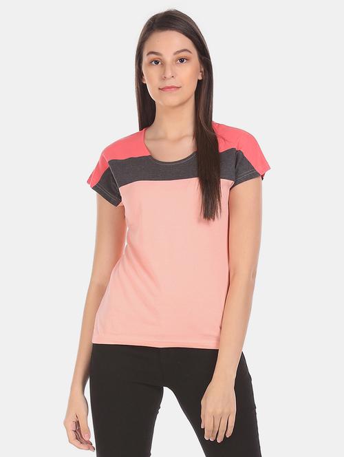 color block round neck tee - 17581177 - Very Small Image - 1
