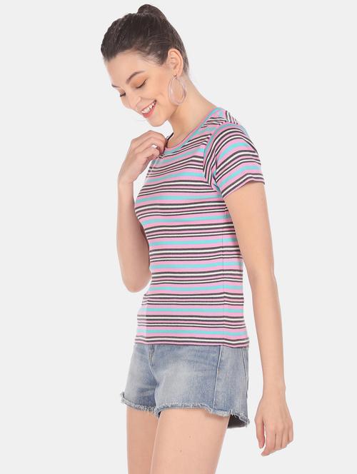 round neck striped tee - 17581239 - Very Small Image - 1