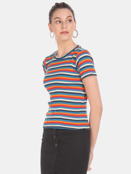 round neck striped tee - 17581243 - Very Small Image - 1
