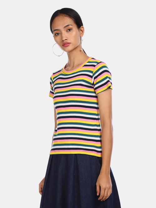 round neck striped tee - 17581265 - Very Small Image - 1