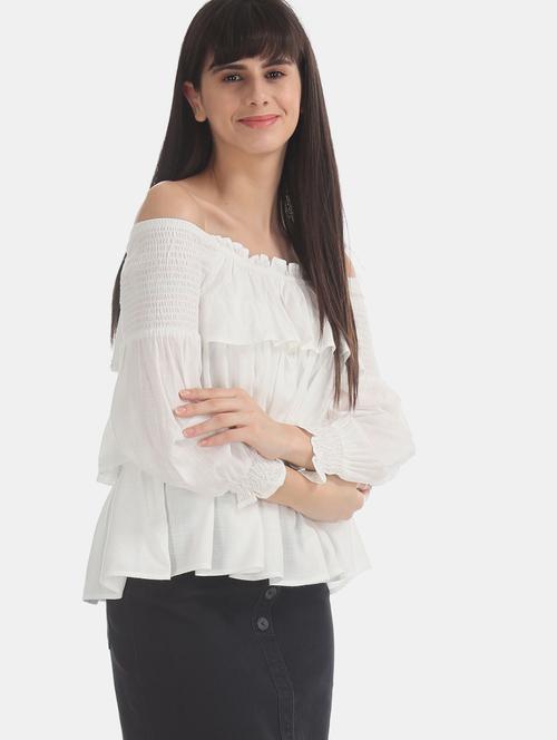 off shoulder layered top - 17581606 - Very Small Image - 1