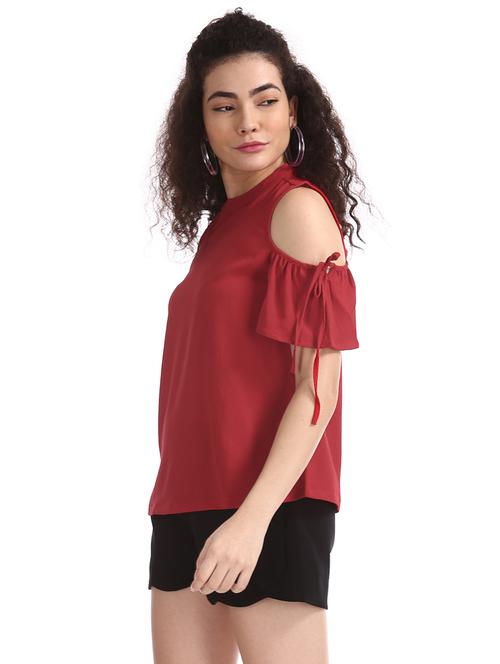 cold shoulder solid top - 17581645 - Very Small Image - 1