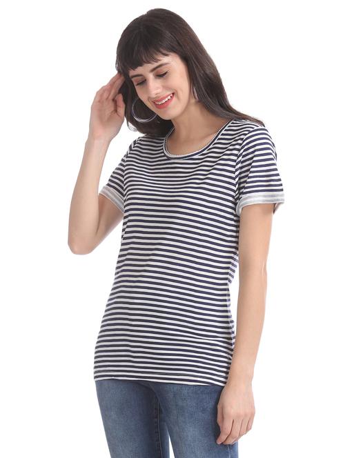 round neck striped tee - 17581701 - Very Small Image - 1
