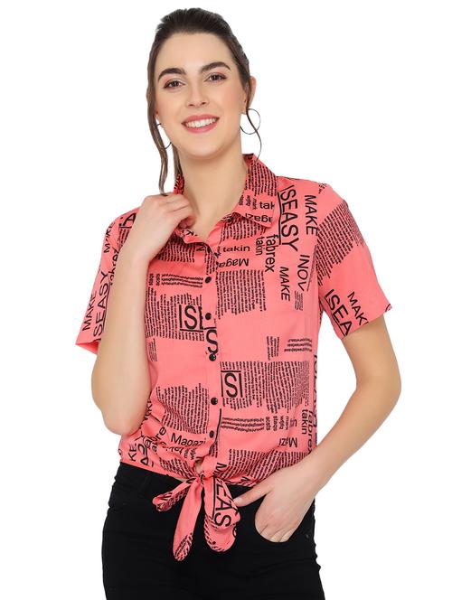 tie front printed top - 17582304 - Very Small Image - 1