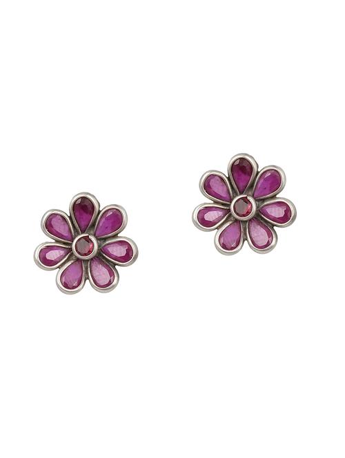 pink silver studs earring - 17583046 - Very Small Image - 1