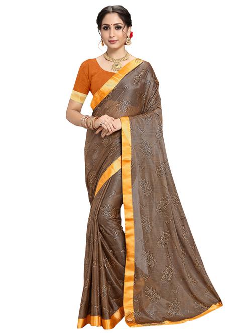 tonal embroidered saree with blouse - 17583845 - Very Small Image - 1