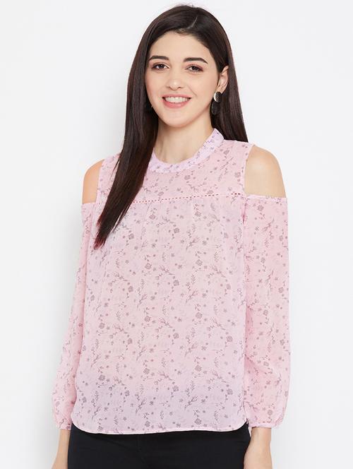cold shoulder floral top - 17583862 - Very Small Image - 1