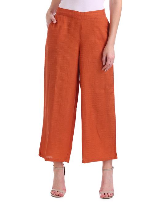 orange solid straight palazzo - 17584857 - Very Small Image - 1