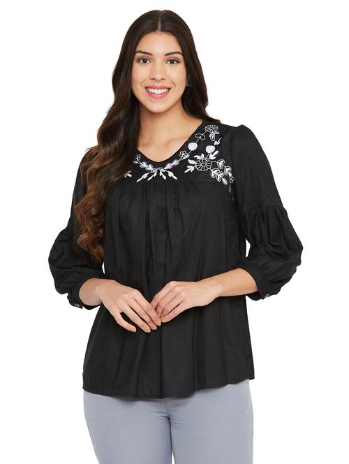 embroidered detail peplum top - 17585406 - Very Small Image - 1