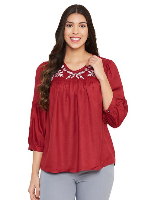 embroidered detail peplum top - 17585408 - Very Small Image - 1