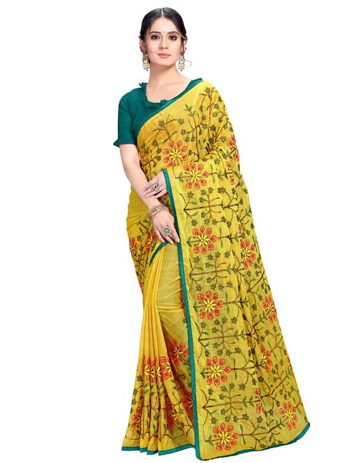 lace bordered embroidered saree with blouse - 17585513 - Very Small Image - 1