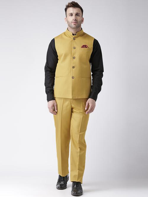 yellow solid flat front formal trouser - 17585677 - Very Small Image - 1
