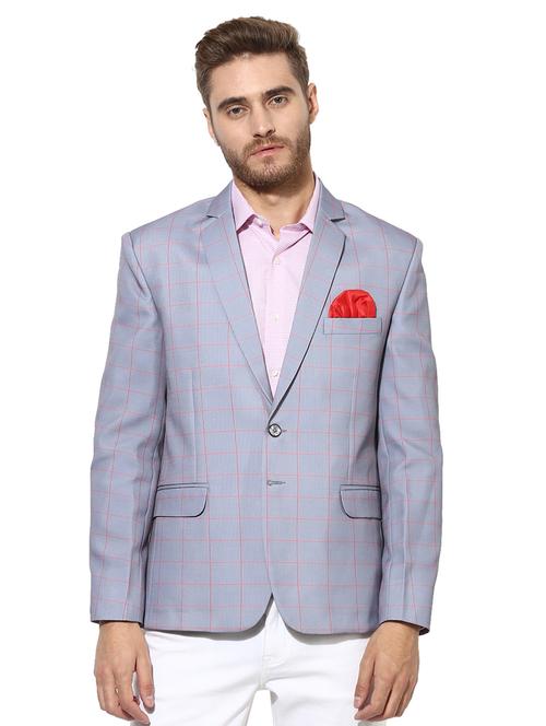 grey checkered single breasted casual blazer - 17585866 - Very Small Image - 1