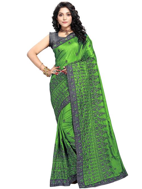 self design embroidered saree with blouse - 17586221 - Very Small Image - 1
