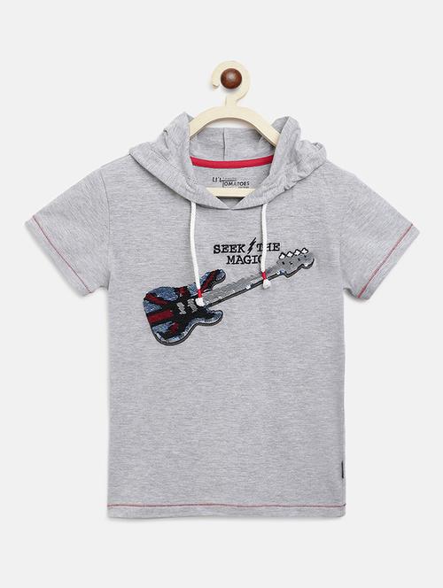 hooded neck printed t-shirt - 17586365 - Very Small Image - 1