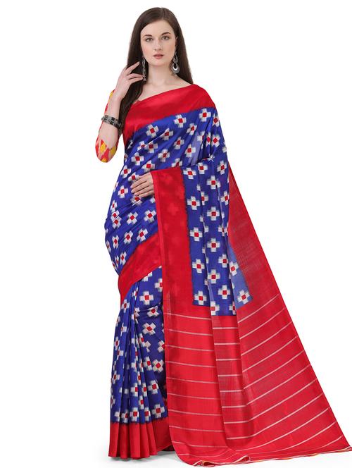 ikat woven saree with blouse - 17586412 - Very Small Image - 1