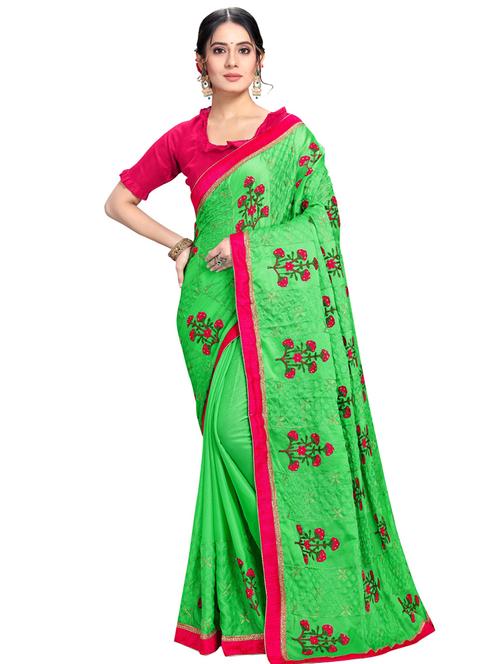 lace bordered woven saree with blouse - 17586642 - Very Small Image - 1