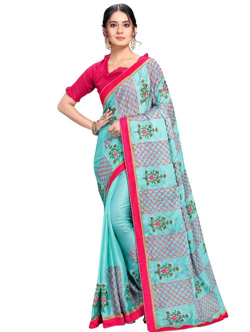 lace bordered woven saree with blouse - 17586654 - Very Small Image - 1