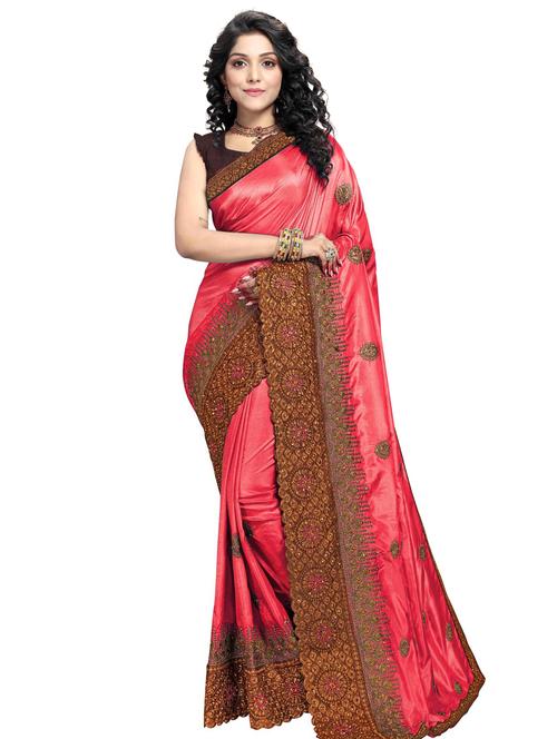 lace bordered embroidered saree - 17586657 - Very Small Image - 1