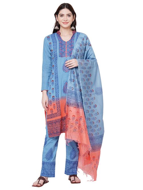 multi colored cotton unstitched suit - 17586932 - Very Small Image - 1