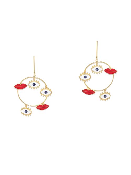 red metal drop earring - 17587022 - Very Small Image - 1