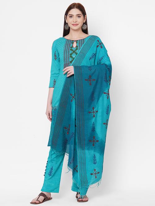 multi colored cotton unstitched suit - 17587055 - Very Small Image - 1