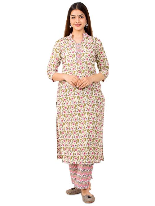 pink cotton kurta palazzo set - 17587067 - Very Small Image - 1