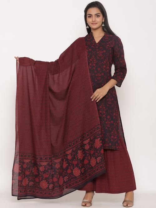 floral print kurta sharara set with dupatta - 17587112 - Very Small Image - 1