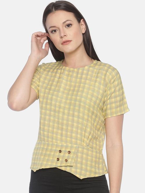 round neck checkered top - 17587207 - Very Small Image - 1
