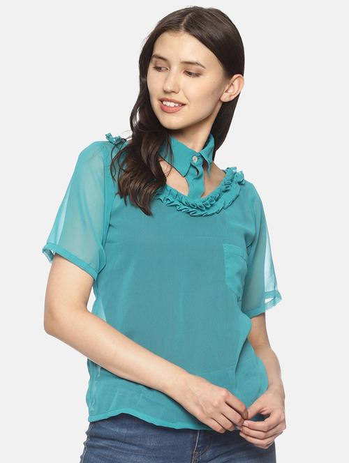 choker neck frill detail top - 17587215 - Very Small Image - 1