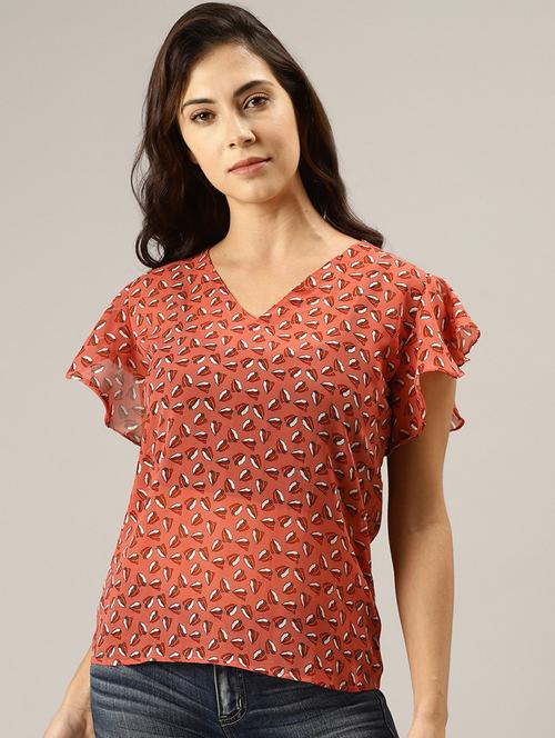 orange georgette regular top - 17587236 - Very Small Image - 1