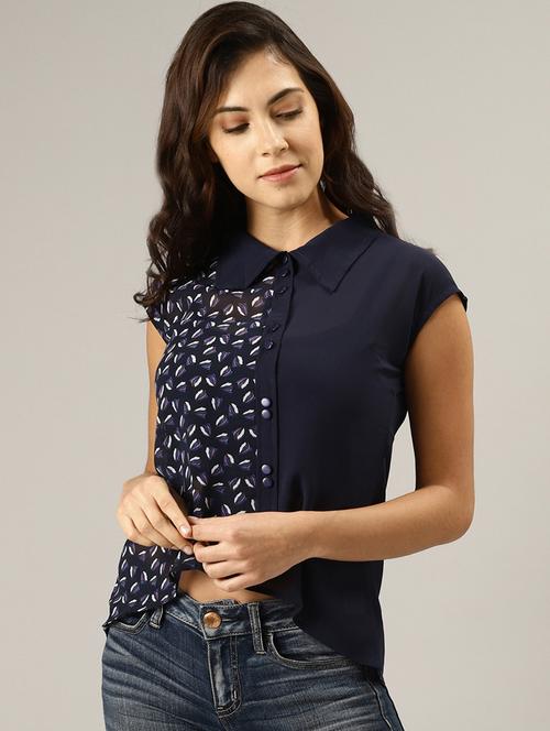 blue georgette highlow top - 17587241 - Very Small Image - 1