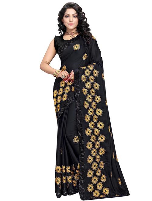 lace bordered embroidered saree with blouse - 17587417 - Very Small Image - 1