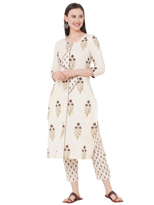offwhite cotton kurta pant set - 17588304 - Very Small Image - 1