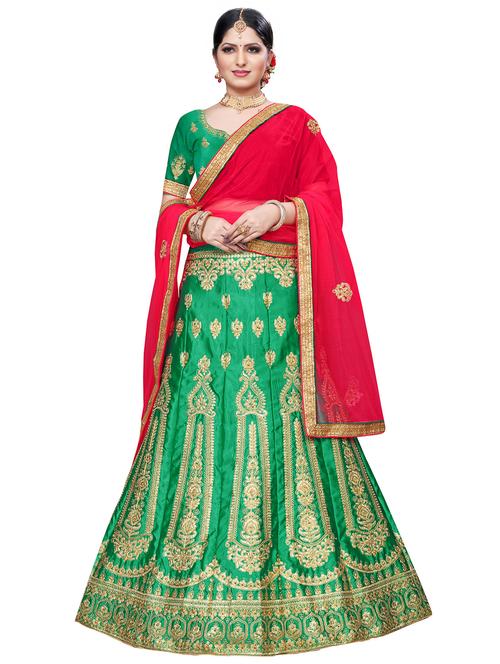 embroidered a-line lehenga - 17590210 - Very Small Image - 1