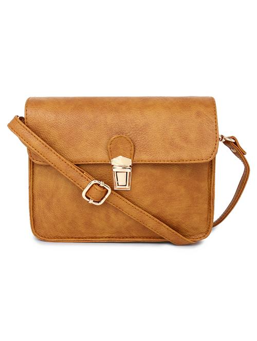 tan leatherette (pu) sling bag - 17590383 - Very Small Image - 1