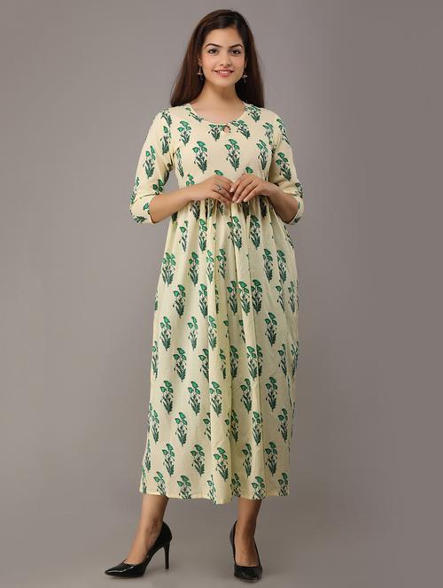 green printed flared dress - 17591601 - Very Small Image - 1