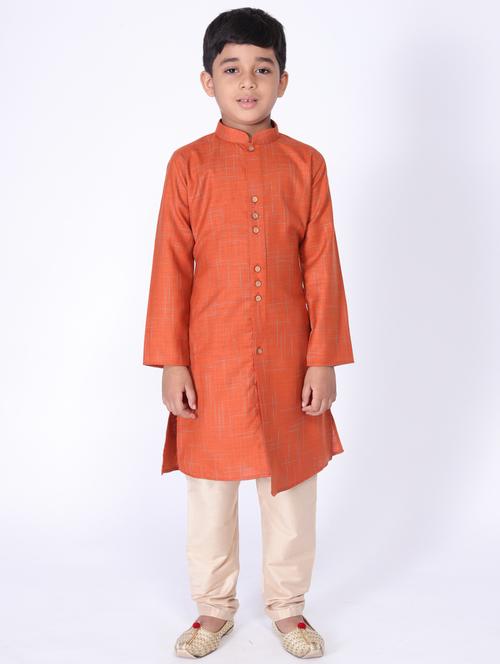 orange cotton kurta set - 17592124 - Very Small Image - 1