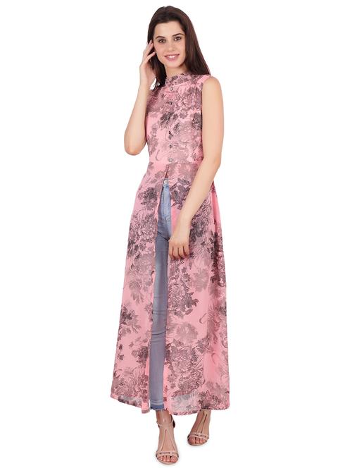 tie back floral maxi tunic - 17592167 - Very Small Image - 1