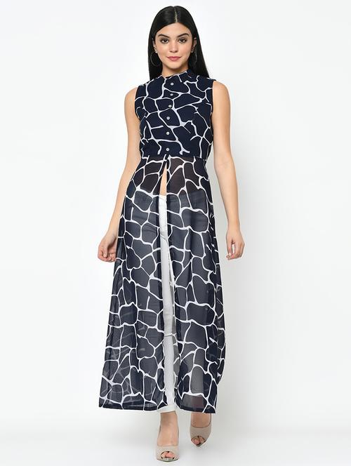tie back printed maxi tunic - 17592168 - Very Small Image - 1