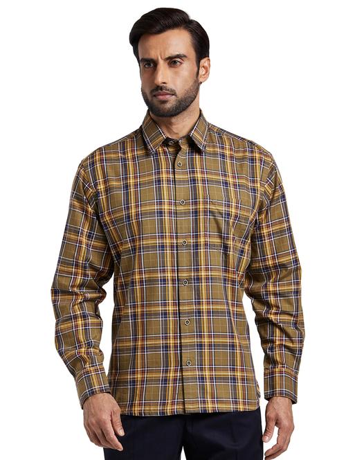 olive green checkered casual shirt - 17592438 - Very Small Image - 1